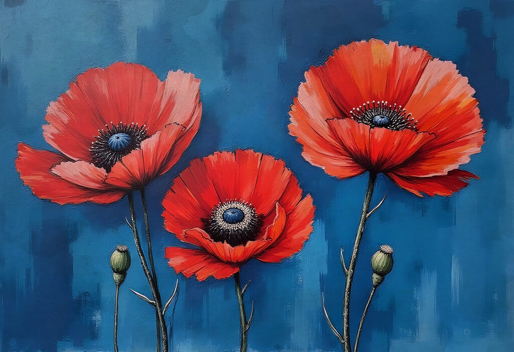 Pintura de flores vermelhas Pintura de flores vermelhas