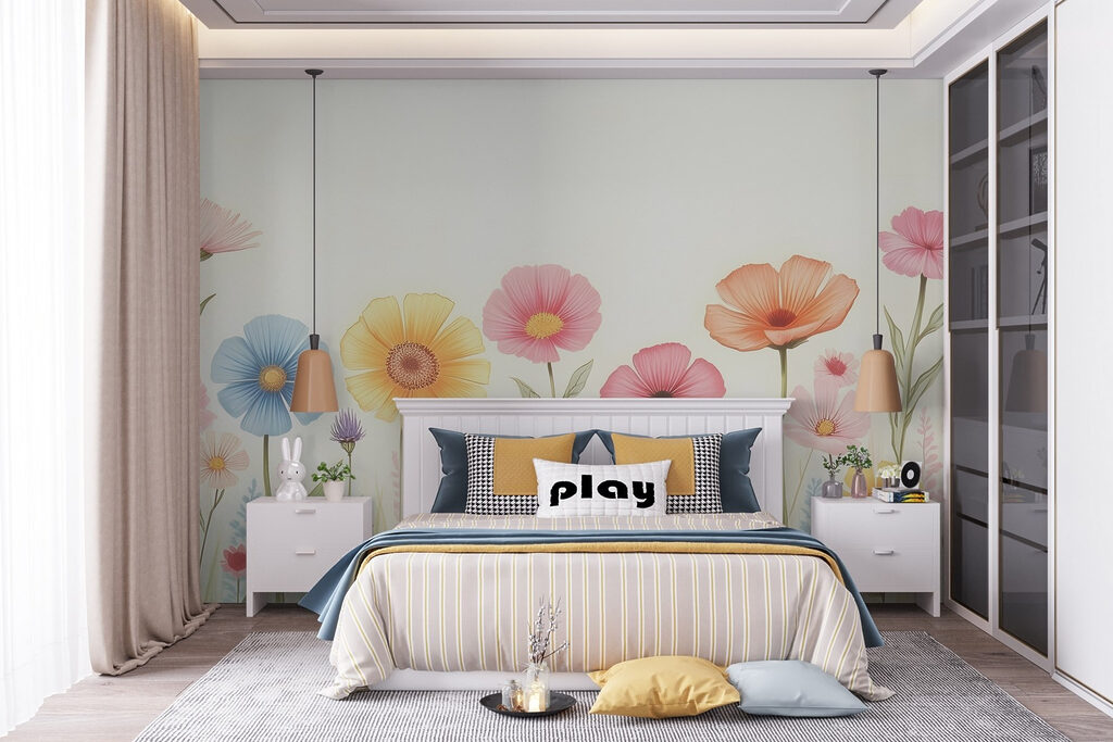 Row of colorful flowers Row of colorful flowers