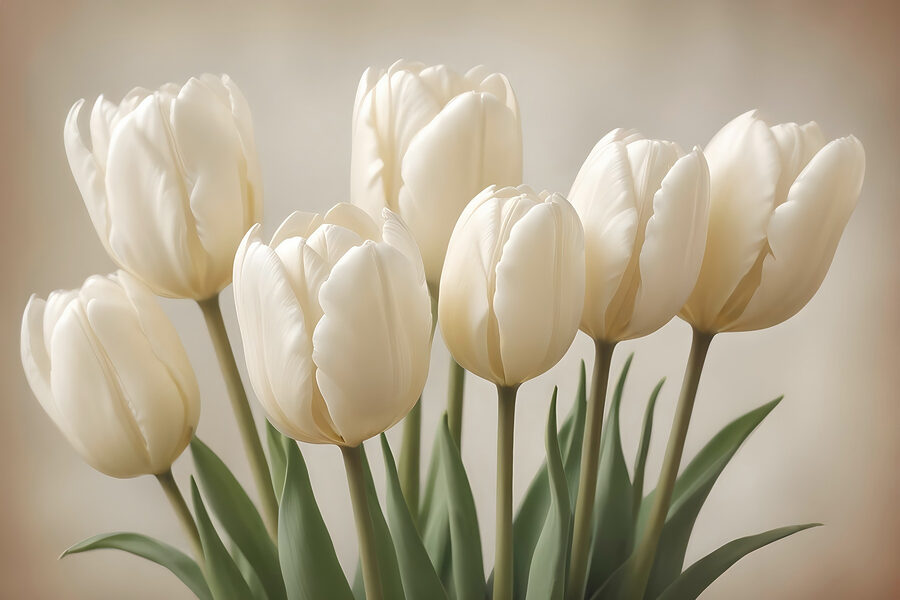 Grupo de tulipas brancas