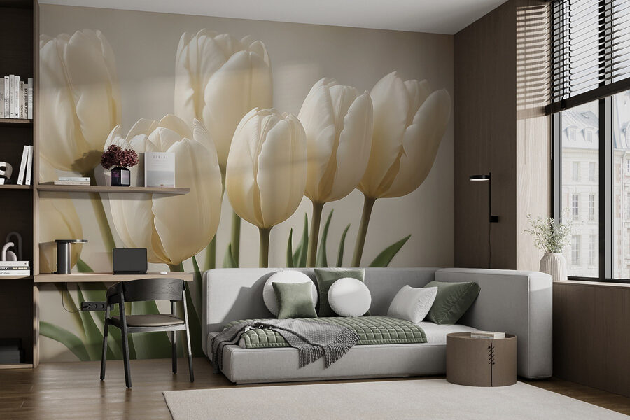 Grupo de tulipas brancas