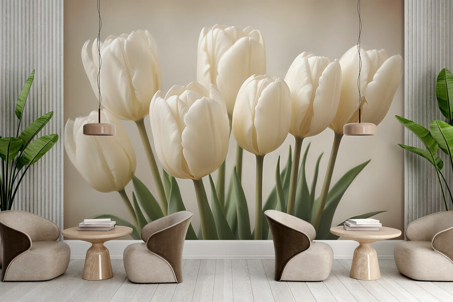 Grupo de tulipas brancas