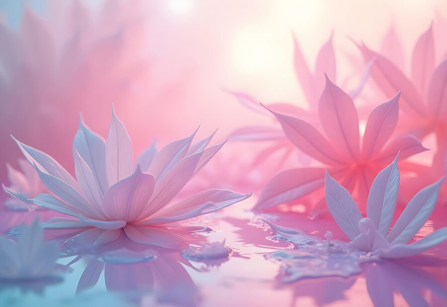 Grupo de flores a flutuar na água