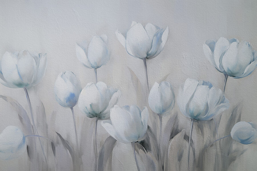 Pintura de flores brancas