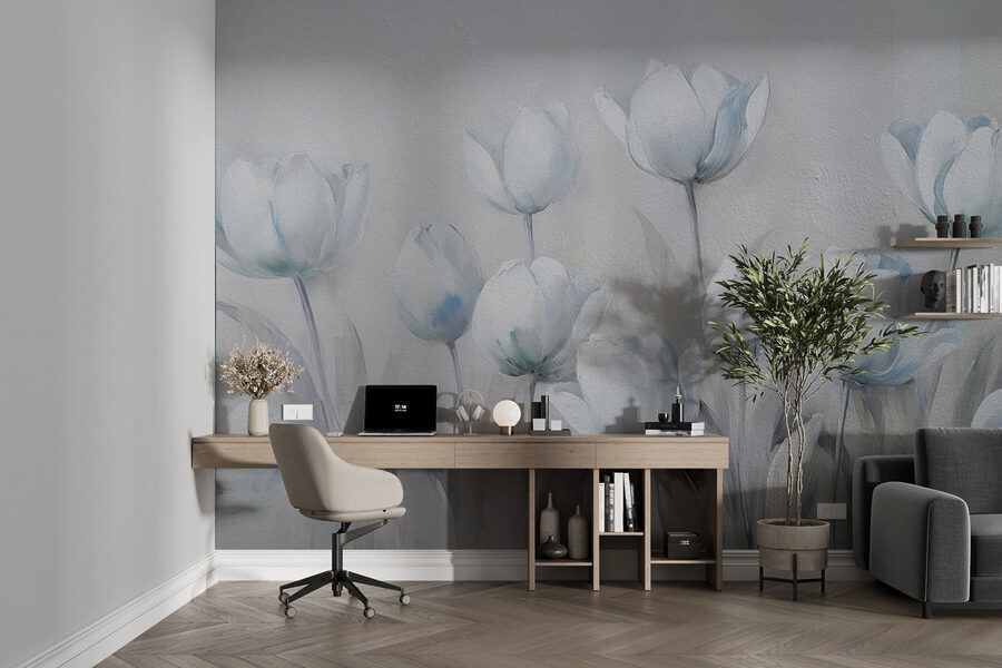 Pintura de flores brancas
