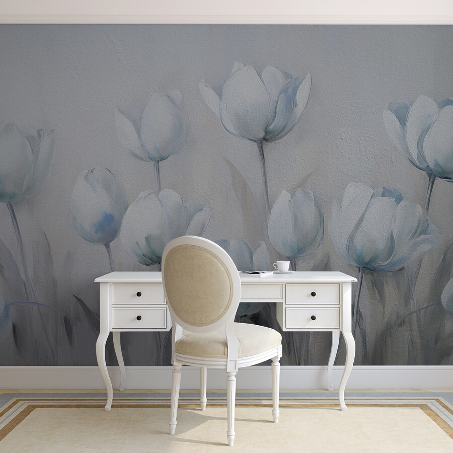 Pintura de flores brancas
