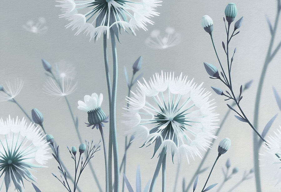 Flores delicadas em tons suaves.