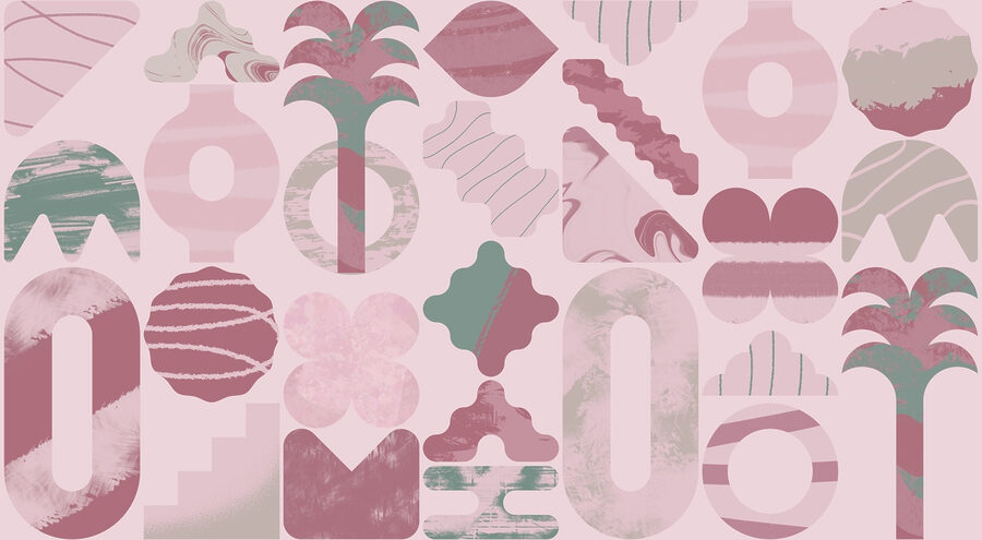Fundo cor-de-rosa e verde com diferentes formas Fundo cor-de-rosa e verde com diferentes formas