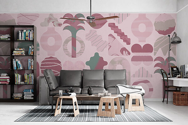 Fundo cor-de-rosa e verde com diferentes formas Fundo cor-de-rosa e verde com diferentes formas