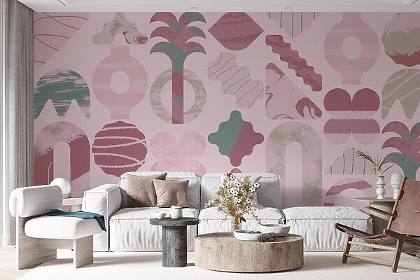 Fundo cor-de-rosa e verde com diferentes formas Fundo cor-de-rosa e verde com diferentes formas