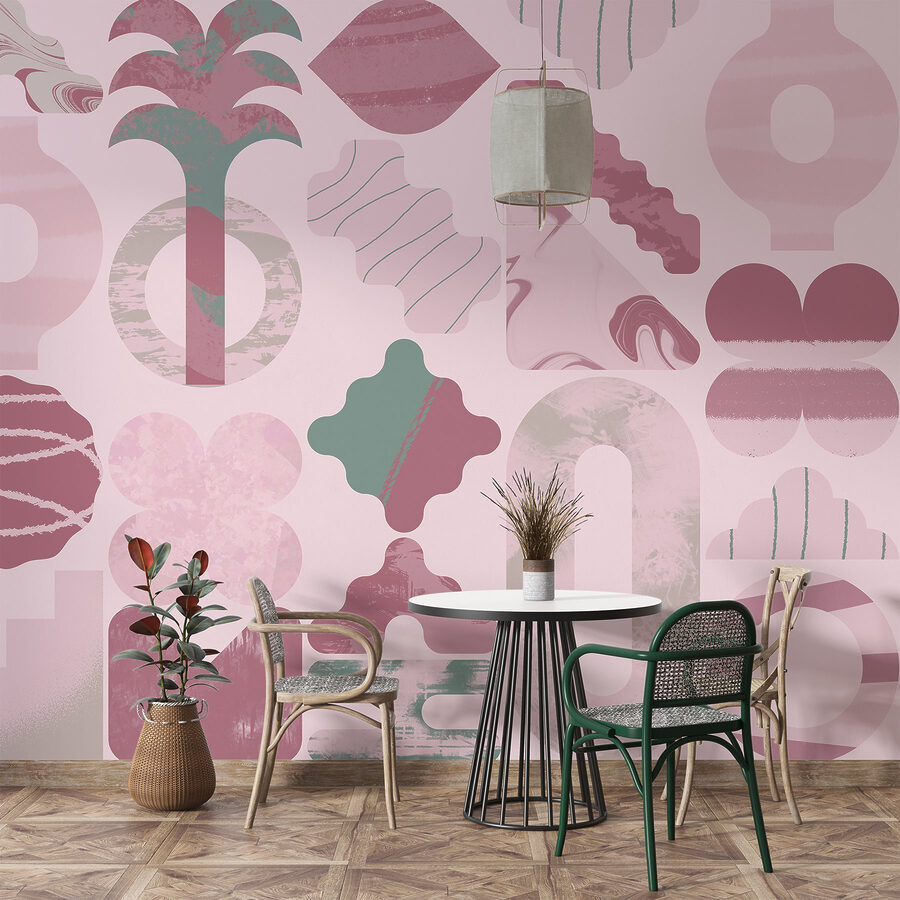 Fundo cor-de-rosa e verde com diferentes formas Fundo cor-de-rosa e verde com diferentes formas