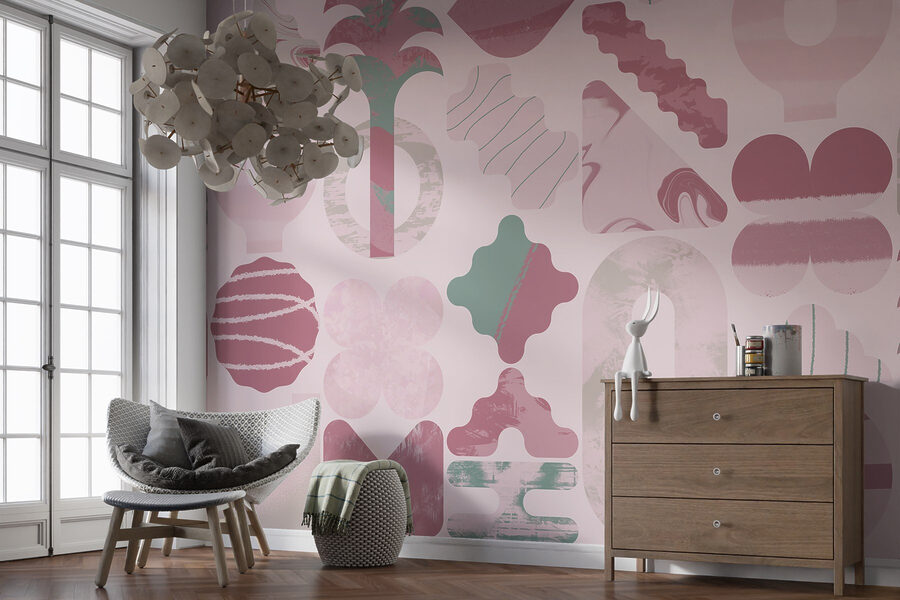 Fundo cor-de-rosa e verde com diferentes formas Fundo cor-de-rosa e verde com diferentes formas