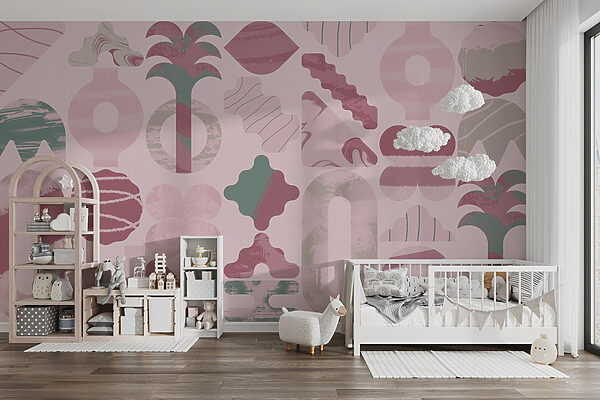 Fundo cor-de-rosa e verde com diferentes formas Fundo cor-de-rosa e verde com diferentes formas