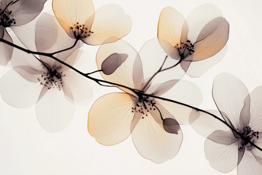 Flores transparentes num ramo
