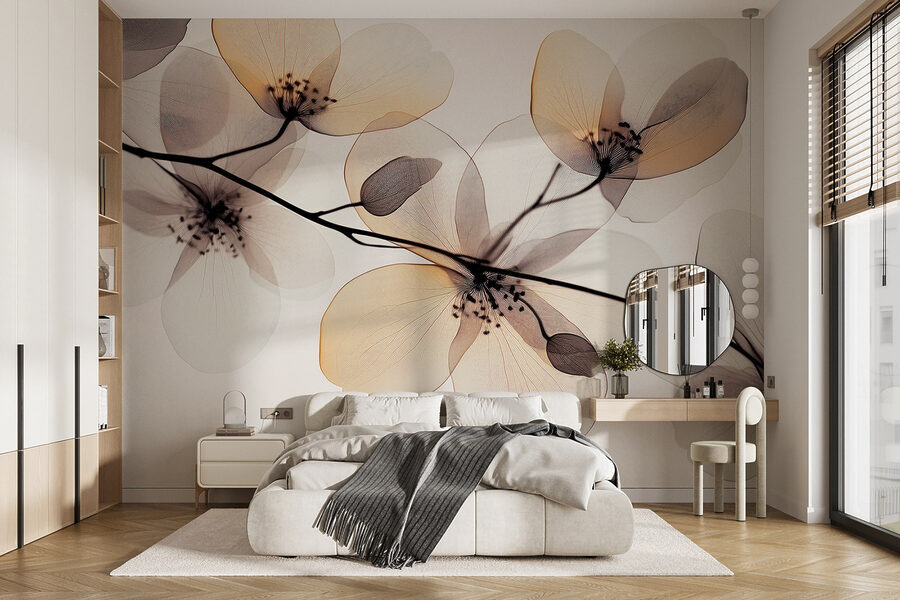 Flores transparentes num ramo