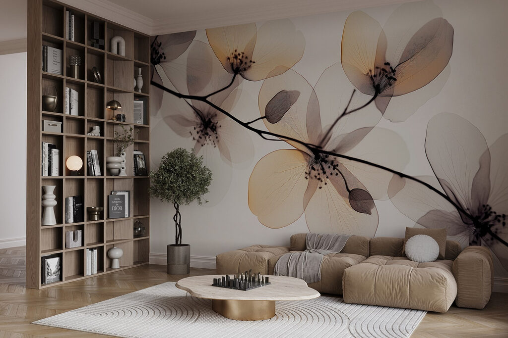 Transparent flowers on a branch