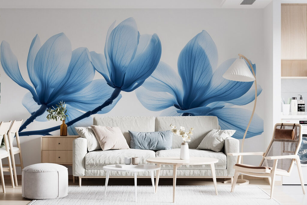 Delicate blue petals in gentle bloom