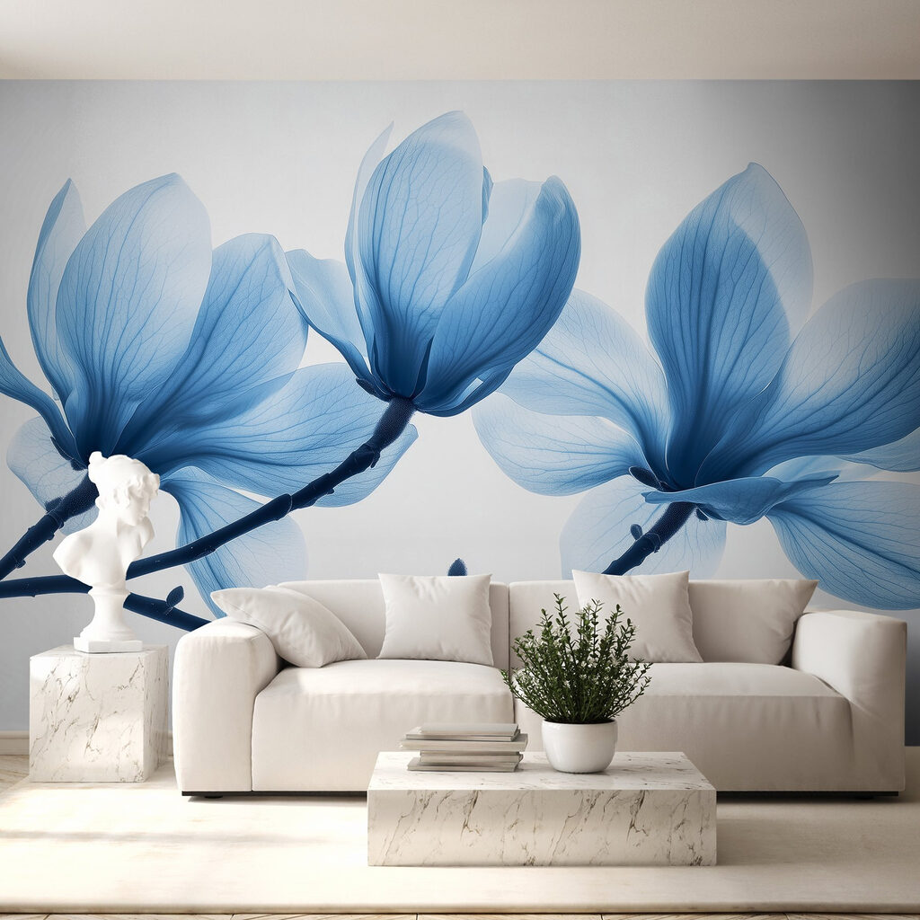 Delicate blue petals in gentle bloom