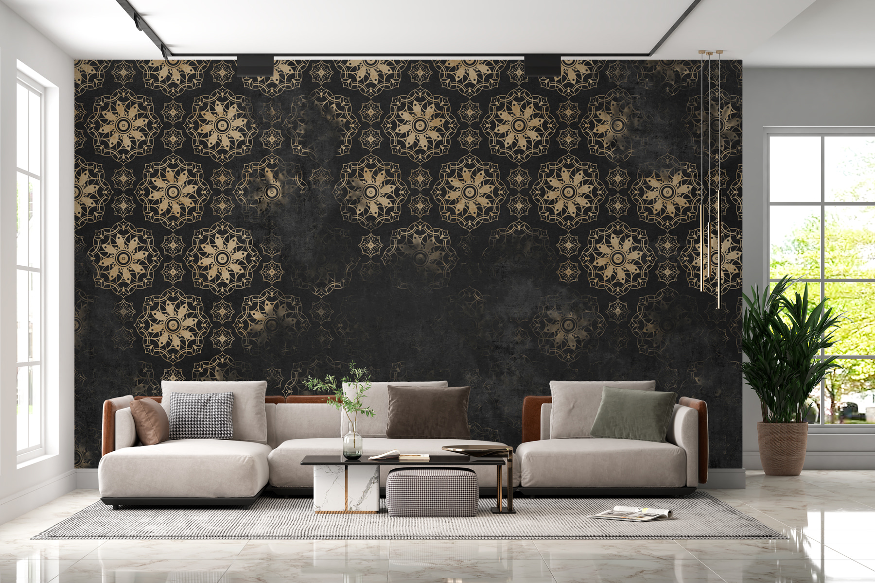 Intricate patterns on a dark background