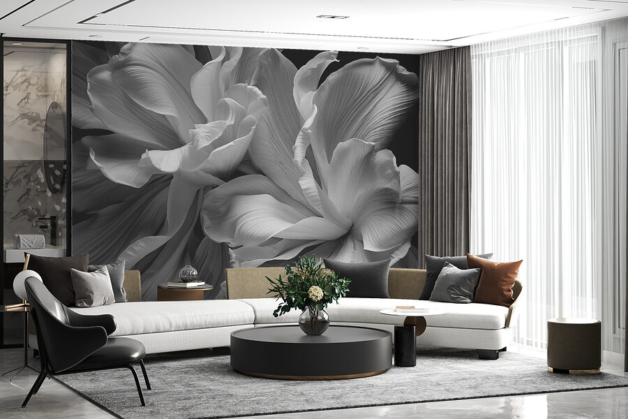 Papel de parede Elegância floral em tons monocromáticos - Image 2
