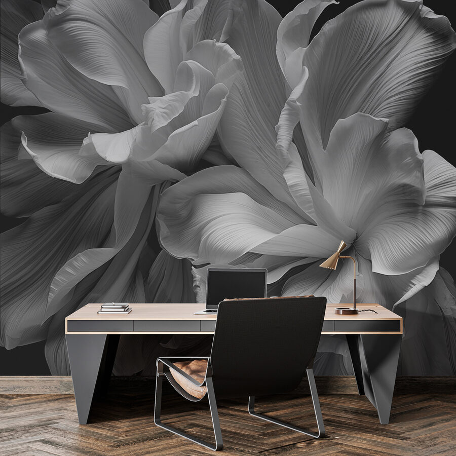 Papel de parede Elegância floral em tons monocromáticos - Image 3