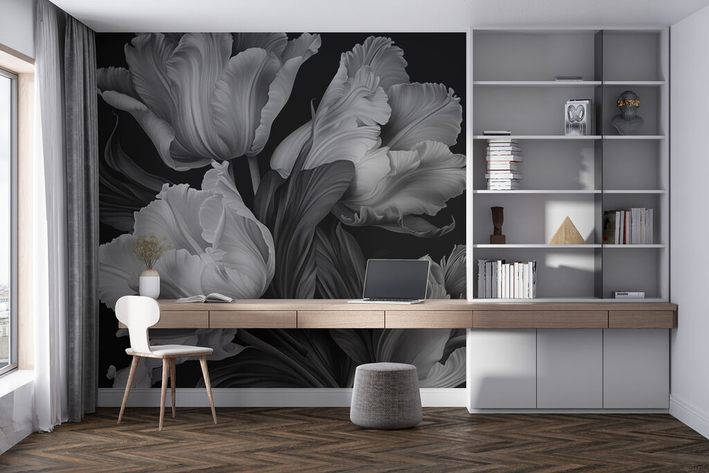 Delicate petals in monochrome tones