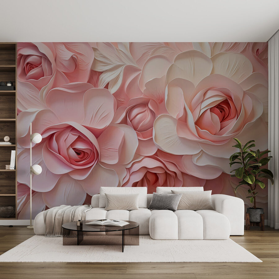 Papel de parede Lindas flores em tons pastel em harmonia