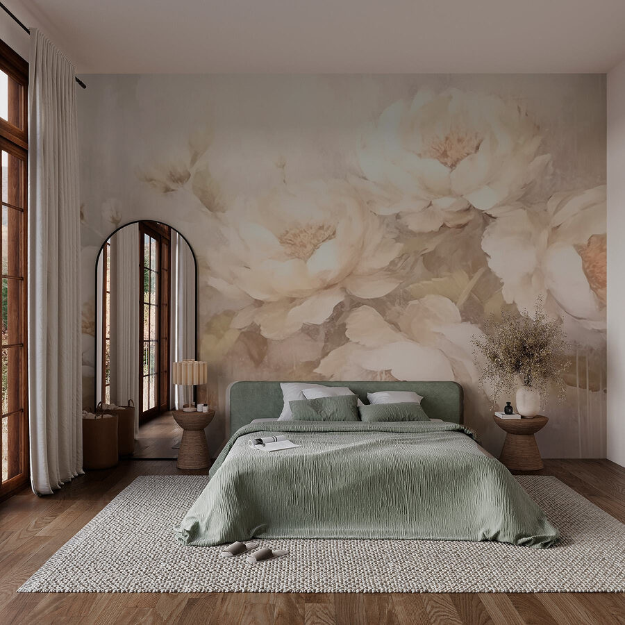 Pintura de flores brancas