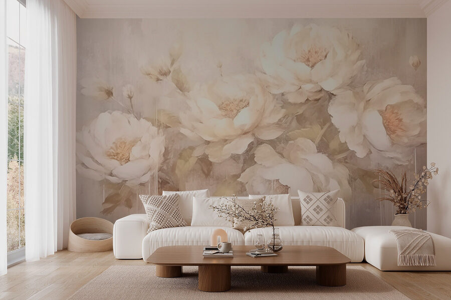 Pintura de flores brancas