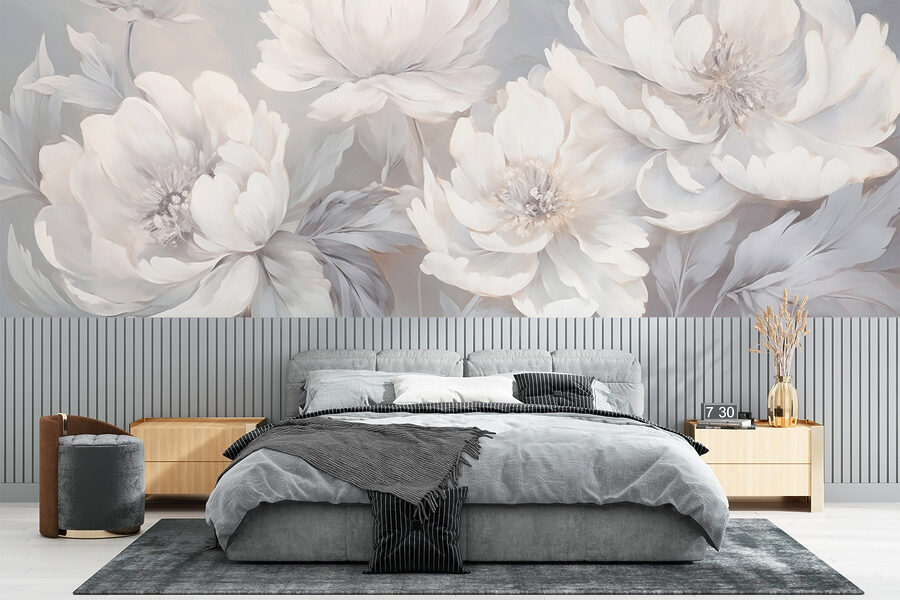 Flores delicadas em tons suaves.