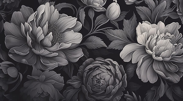 Padrão floral preto e branco Padrão floral preto e branco
