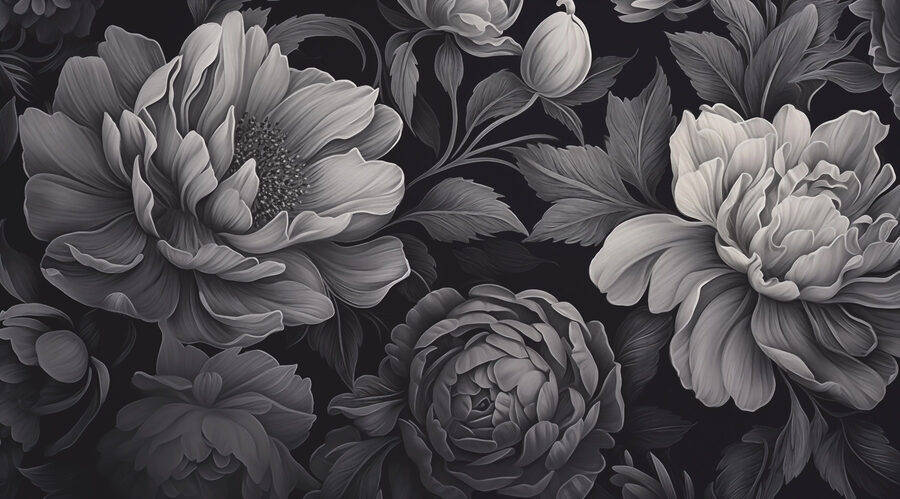 Papel de parede Padrão floral preto e branco - Image 4