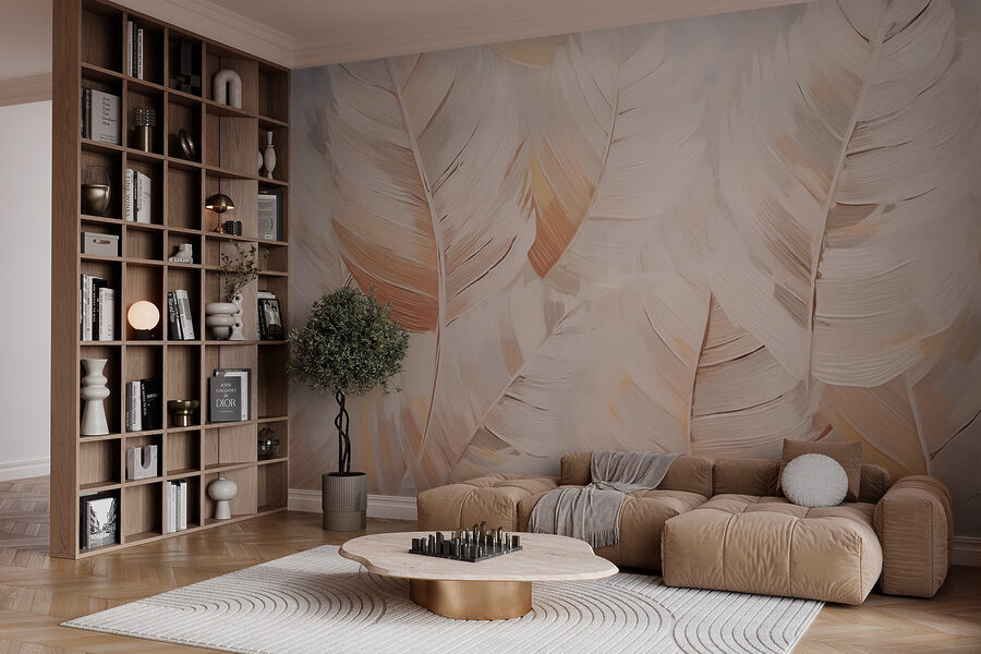 Papel de parede Folhas suaves em tons suaves - Image 2