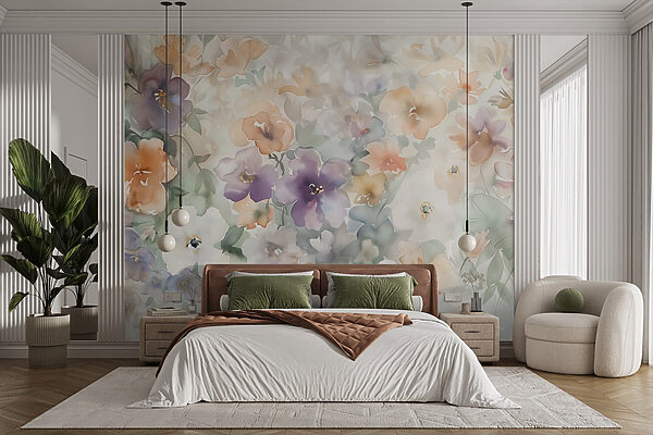 Pintura de flores sobre uma superfície branca Pintura de flores sobre uma superfície branca