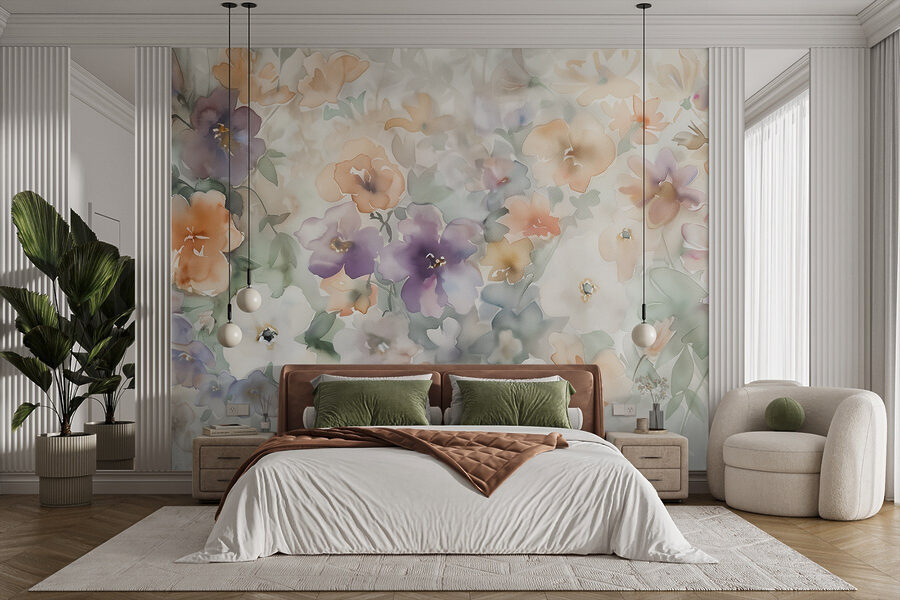 Pintura de flores sobre uma superfície branca Pintura de flores sobre uma superfície branca