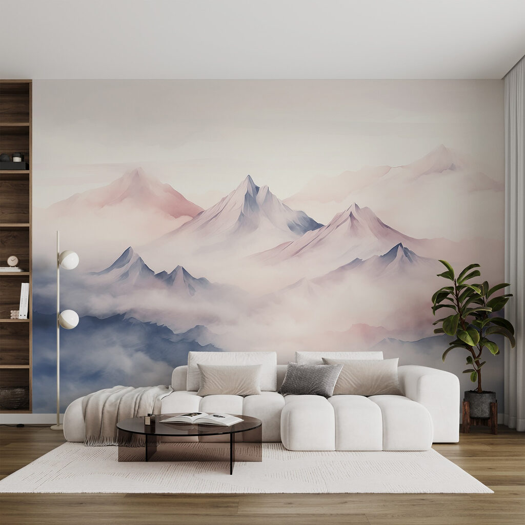 Mountain range with clouds