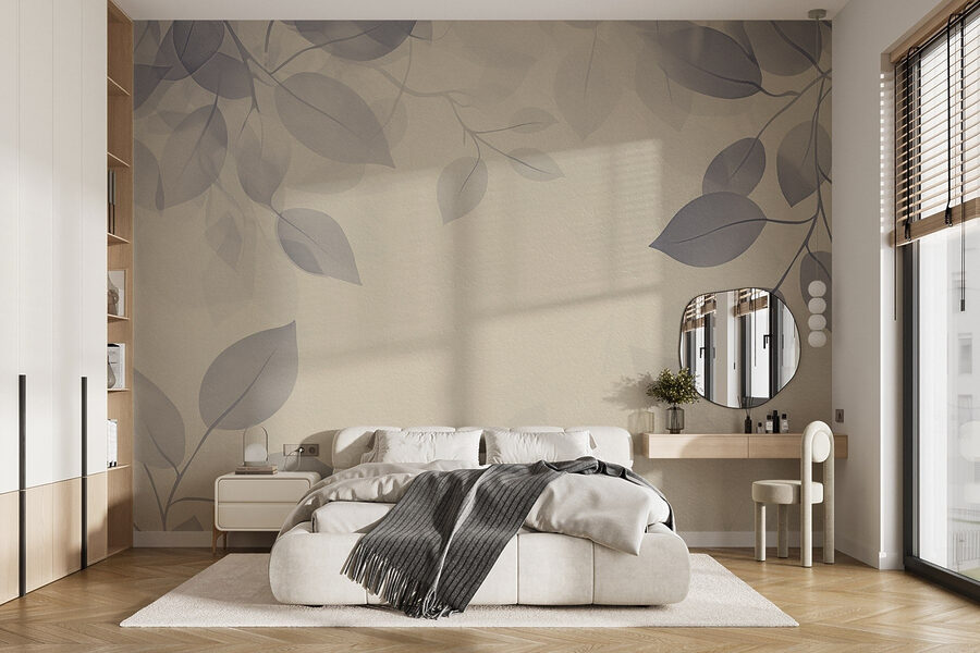 Fundo branco com folhas