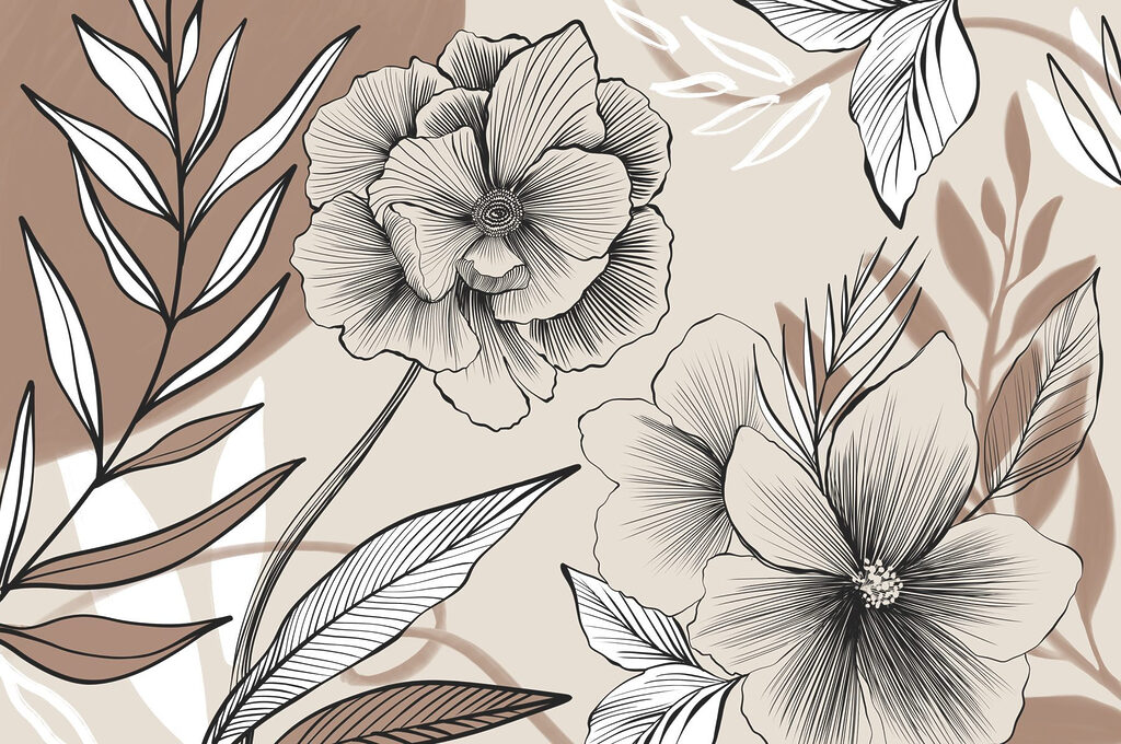 Desenho artístico de linhas florais. Desenho artístico de linhas florais.