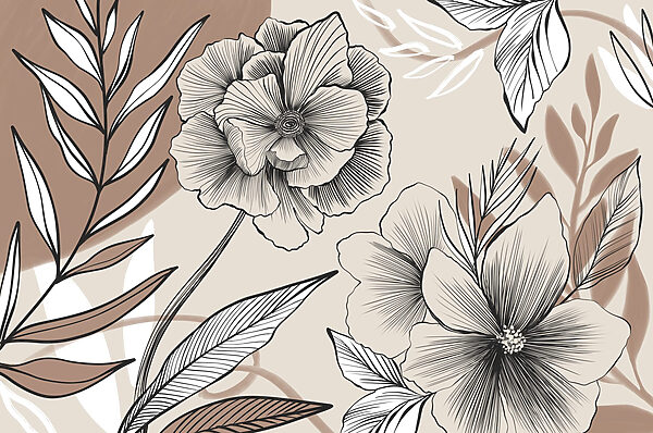 Desenho artístico de linhas florais. Desenho artístico de linhas florais.