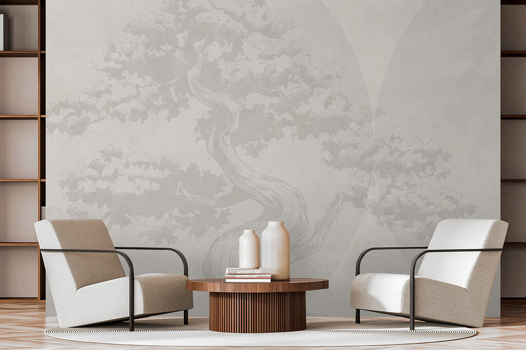 Tree with curved trunk and curved trunk