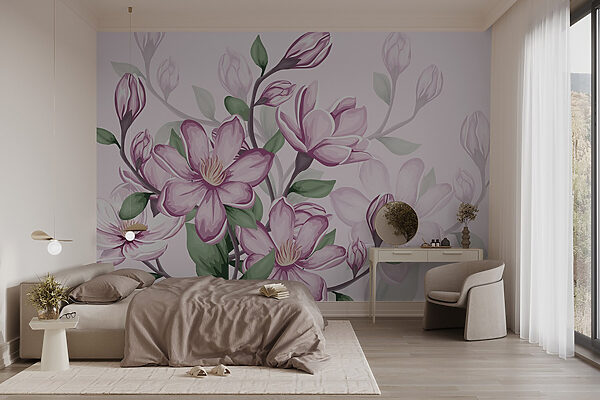 Papel de parede Flores delicadas adornadas com pétalas suaves (REF: w02663) Papel de parede Papel de parede Flores delicadas adornadas com pétalas suaves (REF: w02663)