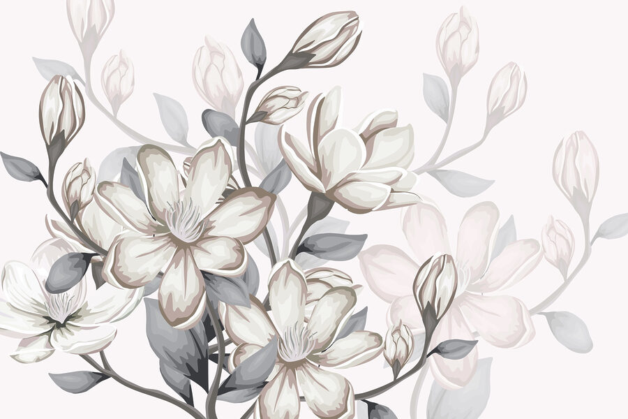 Flores delicadas em tons suaves.