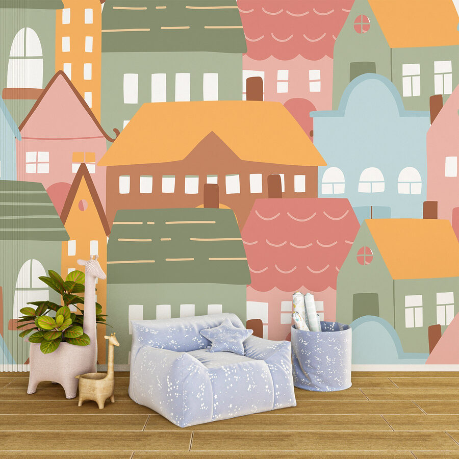 Papel de parede Grupo de casas coloridas