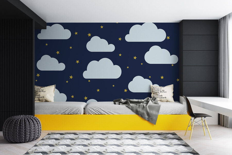 Papel de parede Padrão de nuvens e estrelas