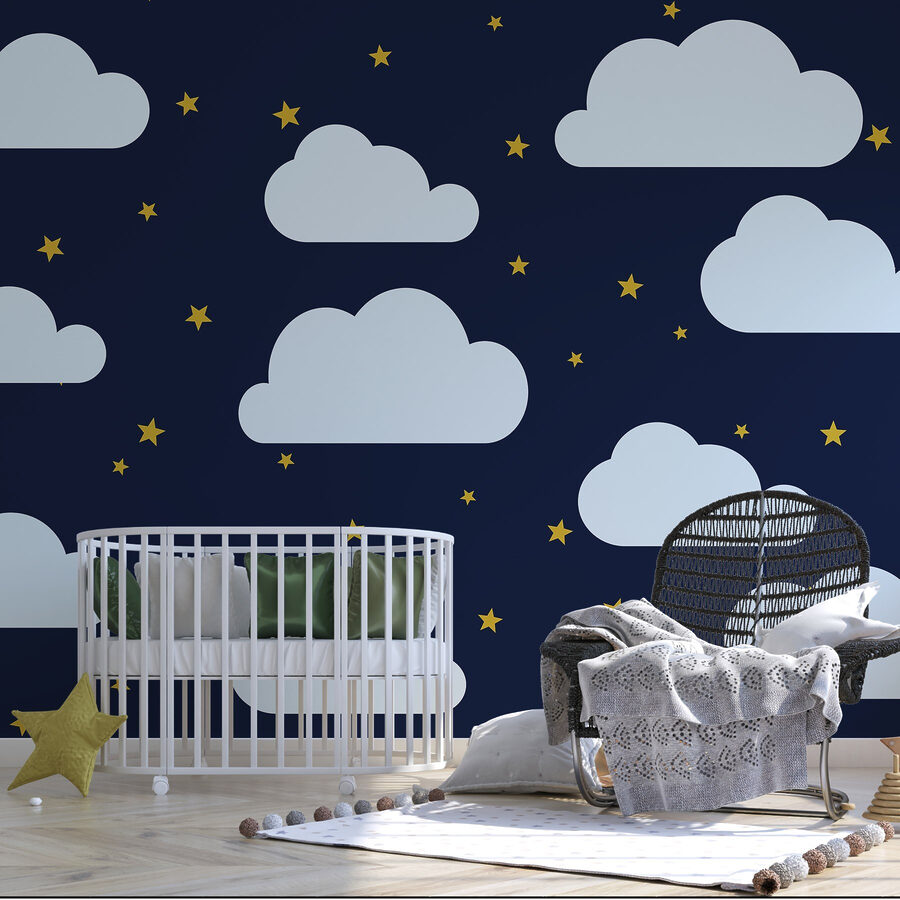 Papel de parede Padrão de nuvens e estrelas - Image 2