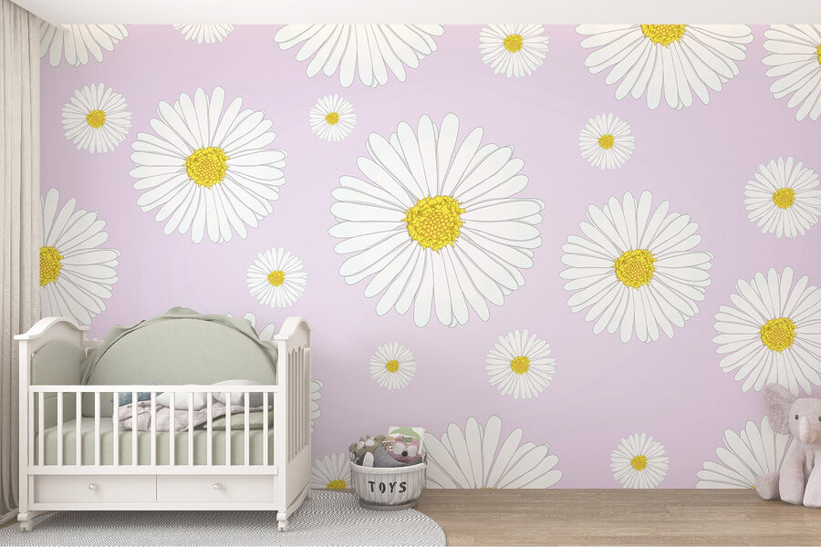 Papel de parede Padrão de flores brancas e amarelas - Image 2