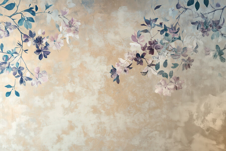 Flores suaves num pano de fundo texturado