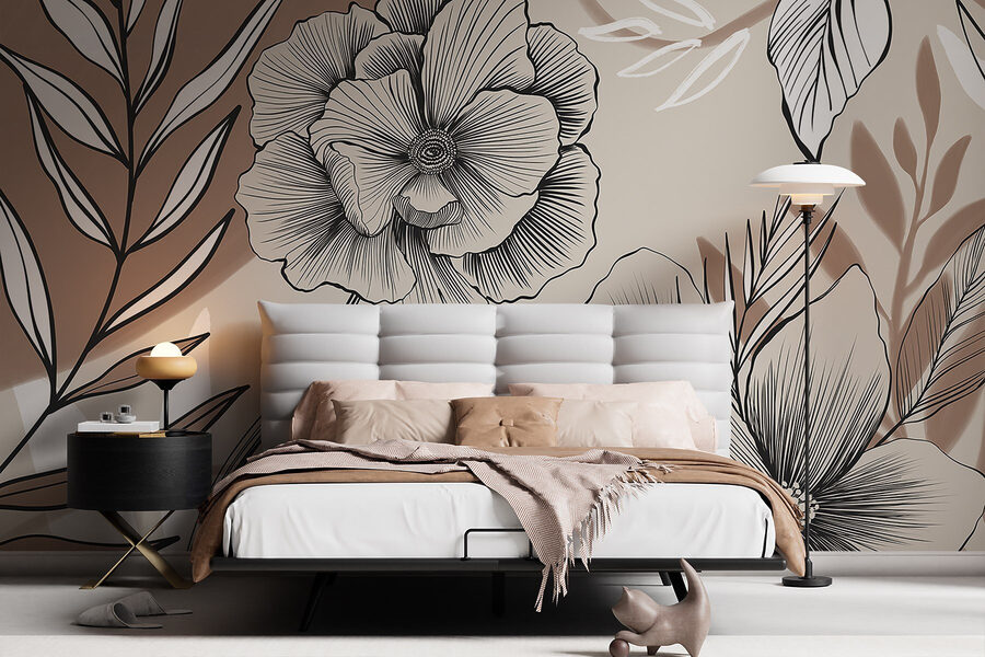Desenho artístico de linhas florais.