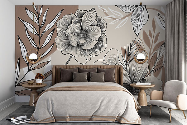 Desenho artístico de linhas florais. Desenho artístico de linhas florais.