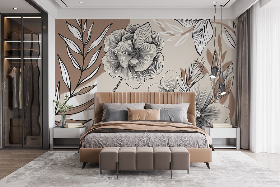 Desenho artístico de linhas florais.