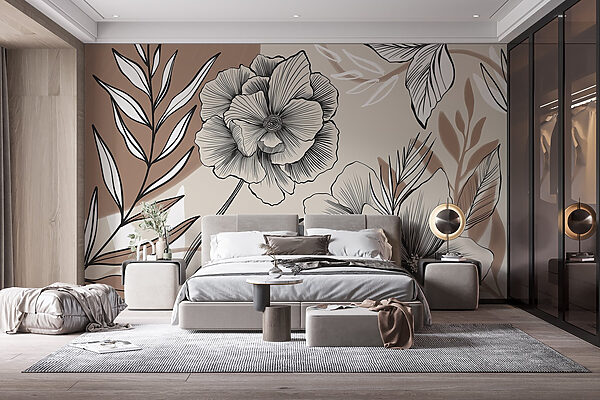 Desenho artístico de linhas florais. Desenho artístico de linhas florais.